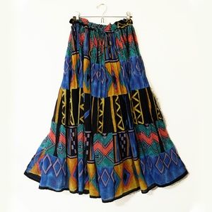 Vintage Broomstick Skirt Indian Cotton Gauze One Size Free Size Festival Skirt